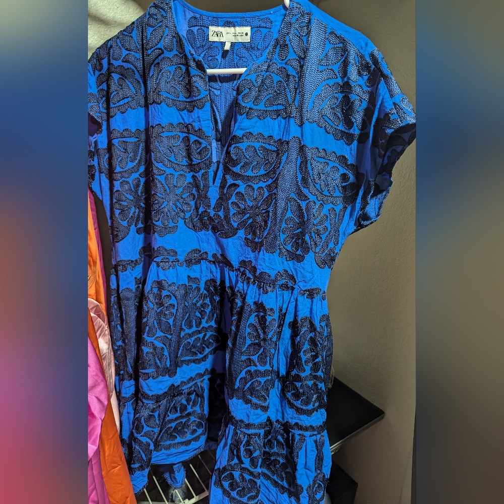 Zara Blue and Black Mini Dress